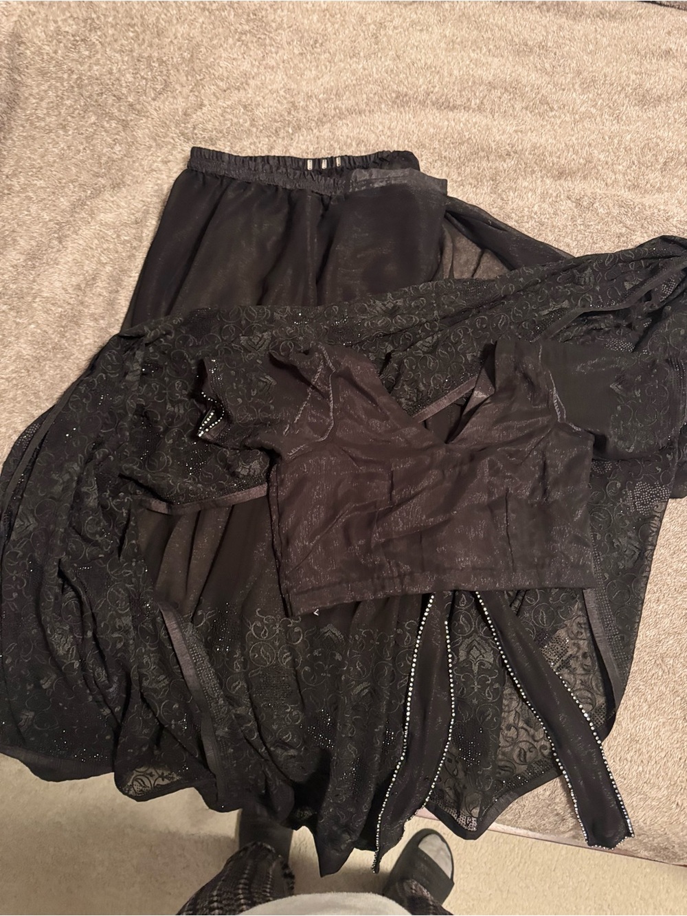 Black Lace Skirt and Bralette Set
